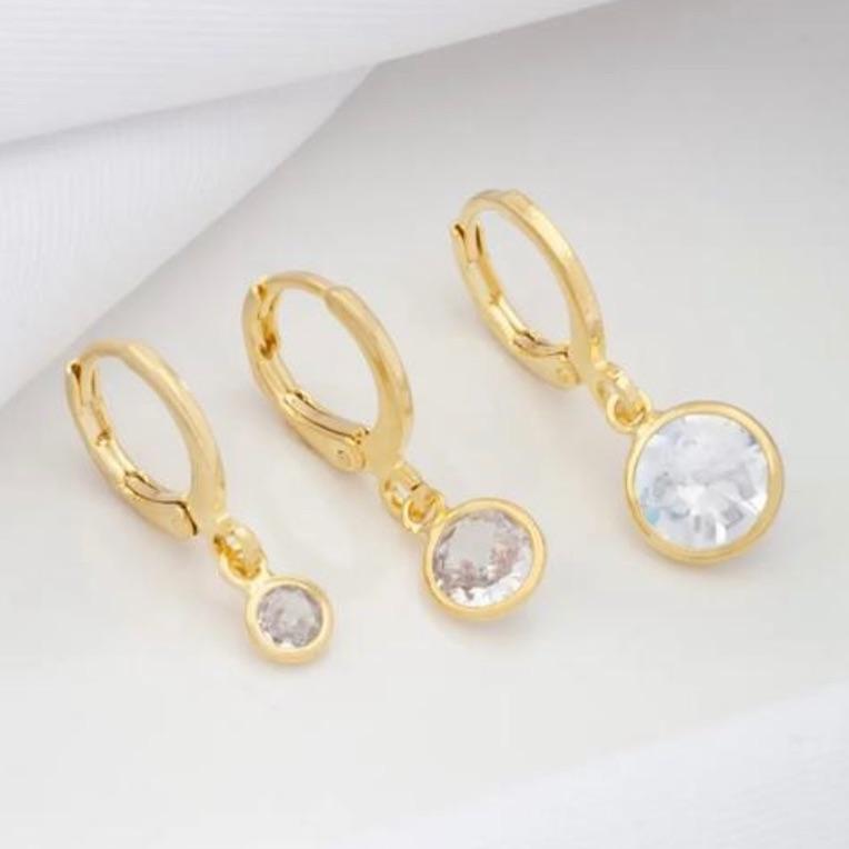 TRIO ARGOLINHAS CRISTAIS PINGENTES CÍRCULO