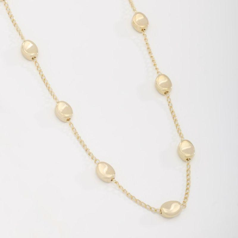 COLAR COM ESFERAS OVAIS INTERCALADAS 70 CM