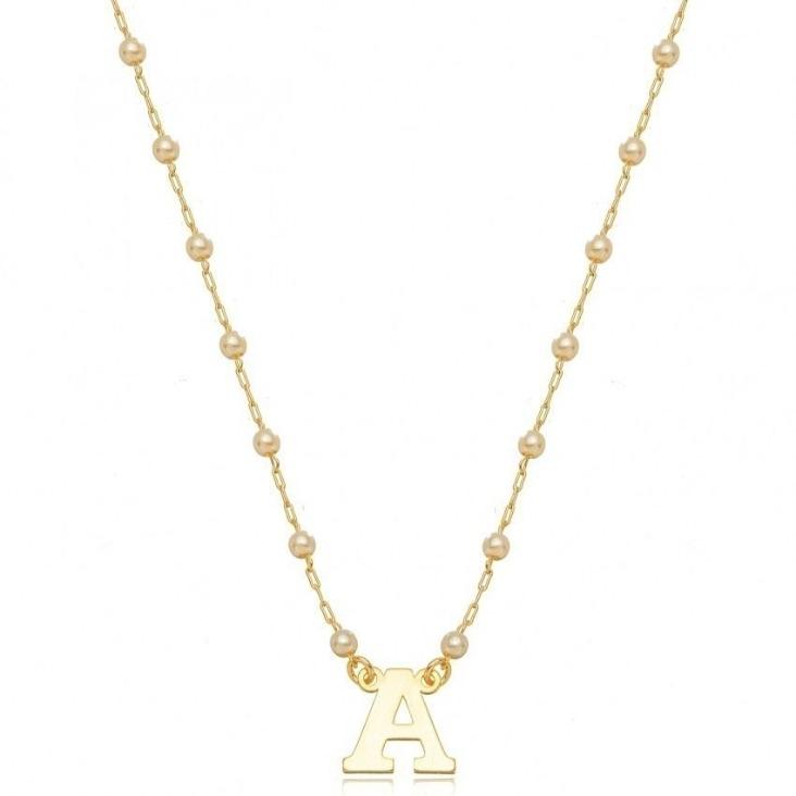 COLAR PÉROLAS LETRA A