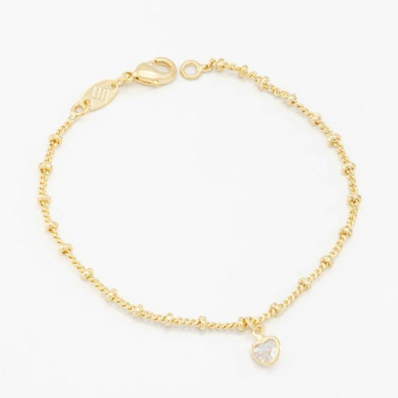 PULSEIRA INFANTIL BOLINHAS COM PINGENTE CORAÇÃO ZIRCÔNIA