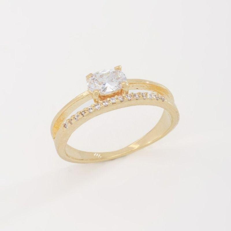 ANEL DUPLO ZIRCÔNIAS COM PEDRA OVAL