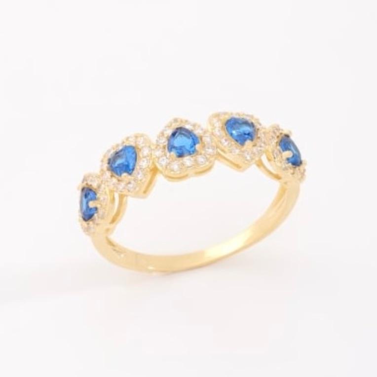 ANEL CORAÇÕES SAFIRA ZIRCÔNIAS CRISTAIS