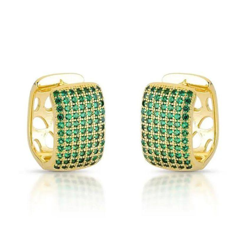 ARGOLA RETANGULAR MICROZIRCÔNIAS VERDES