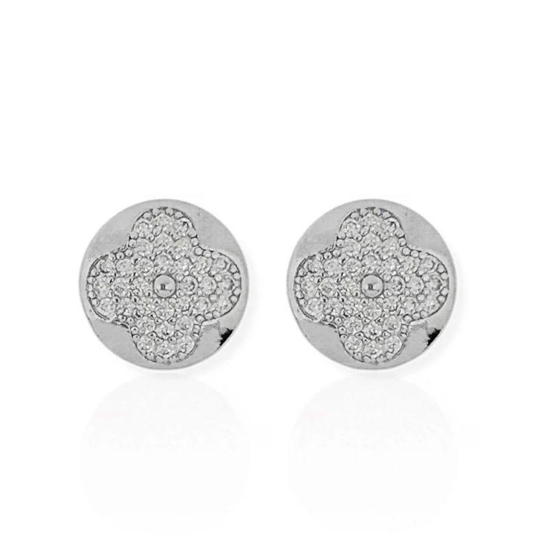 BRINCO REDONDO COM TREVO EM ZIRCÔNIA