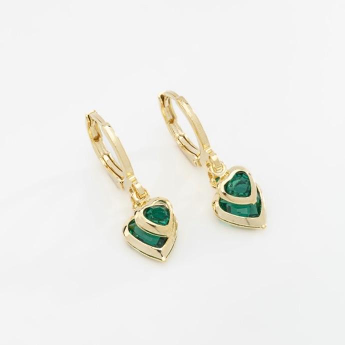 ARGOLINHA 2 CORAÇÕES ESMERALDA