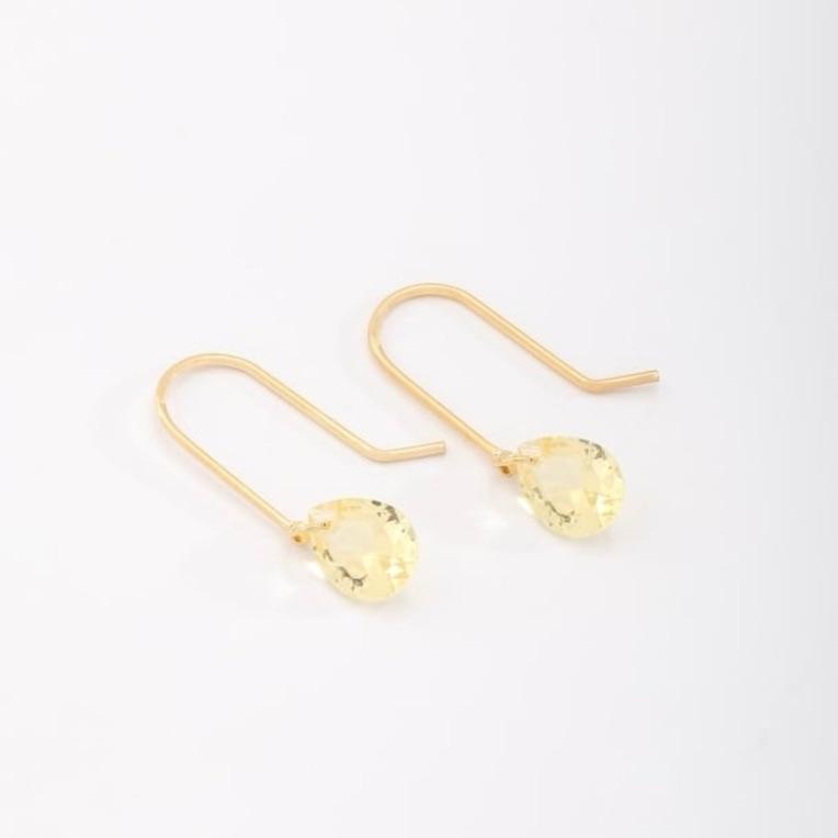 BRINCO GANCHO GOTA CRISTAL AMARELO