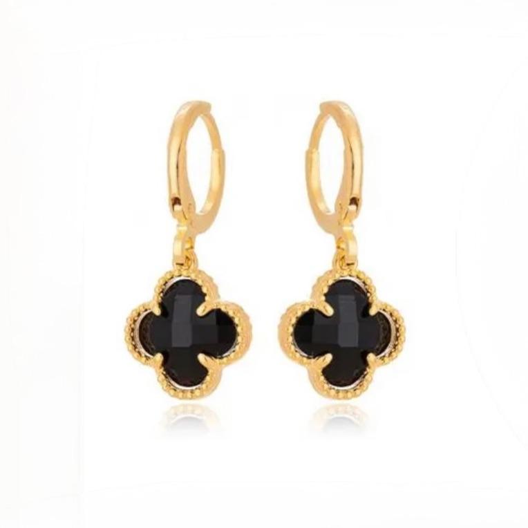 ARGOLINHA TREVO CRISTAL PRETO