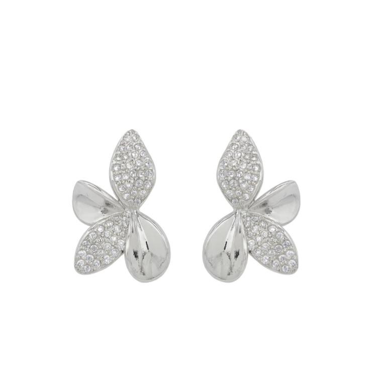 BRINCO MEIA FLOR ZIRCÔNIAS