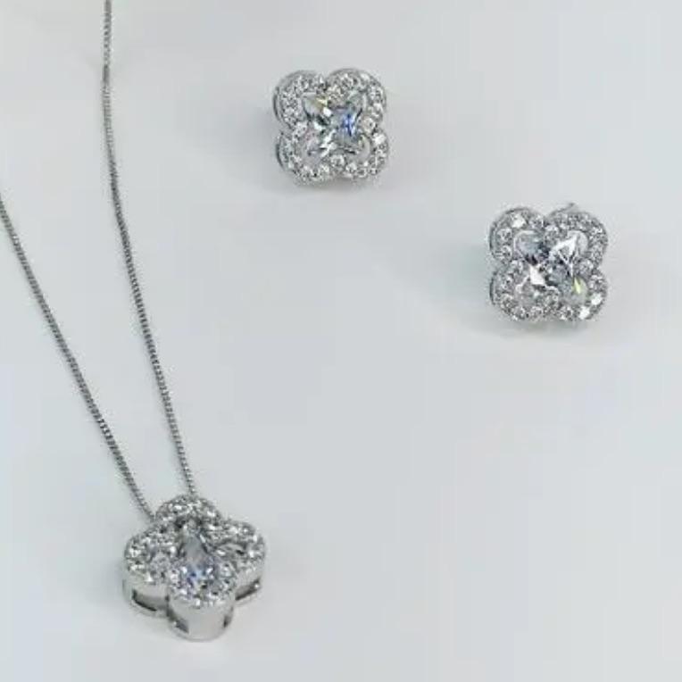 CONJUNTO TREVO ZIRCÔNIAS