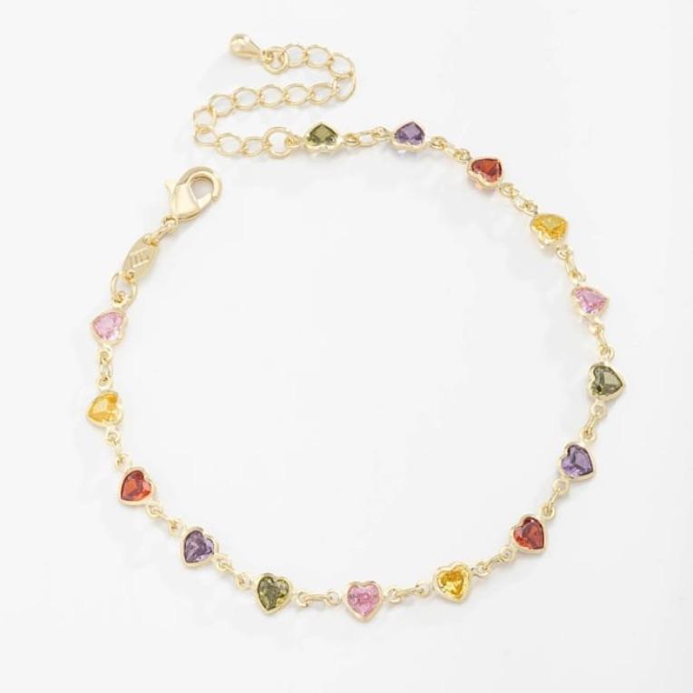 PULSEIRA CORAÇÕES CRISTAIS COLORIDOS