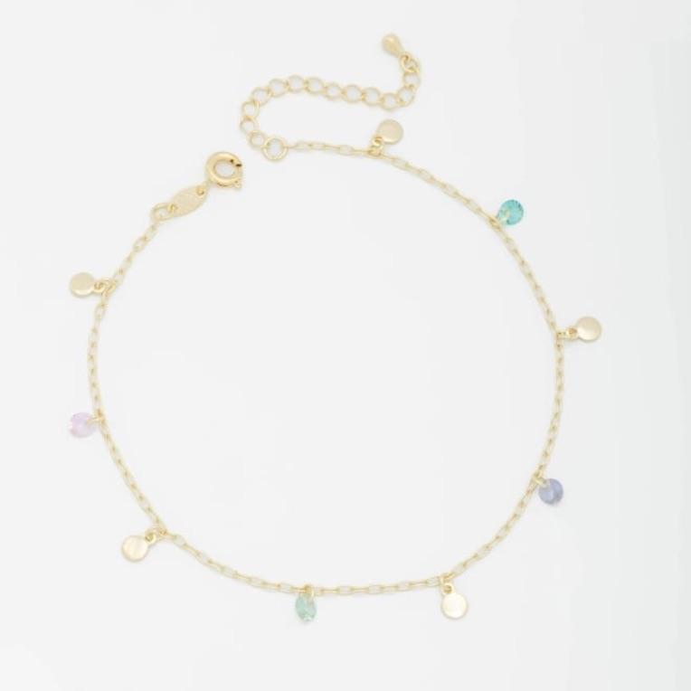 TORNOZELEIRA PINGENTES COLORIDOS