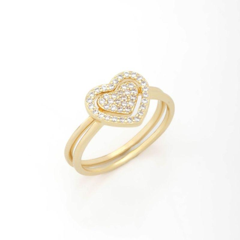 ANEL EM FORMATO DE CORAÇÃO DUPLO EM ZIRCÔNIA