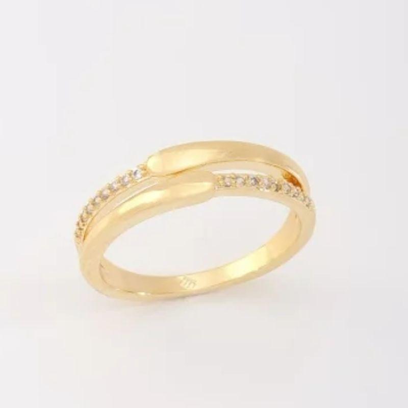 ANEL DUPLO COM DETALHES LISO E ZIRCÔNIAS