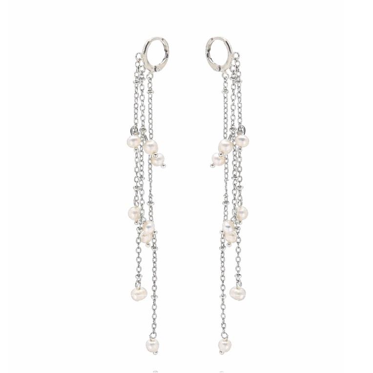 BRINCO TIPO FRANJA PÉROLAS DE ÁGUA DOCE