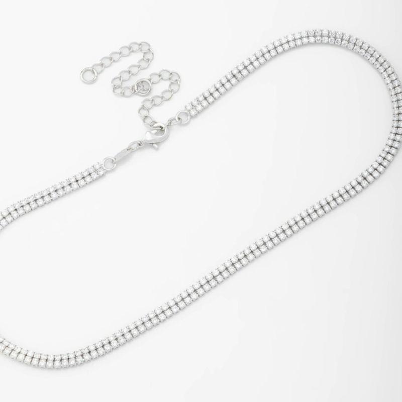 CHOKER RÓDIO COM FILEIRAS DUPLAS DE ZIRCÔNIAS