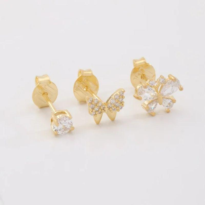 TRIO BORBOLETAS ZIRCÔNIAS