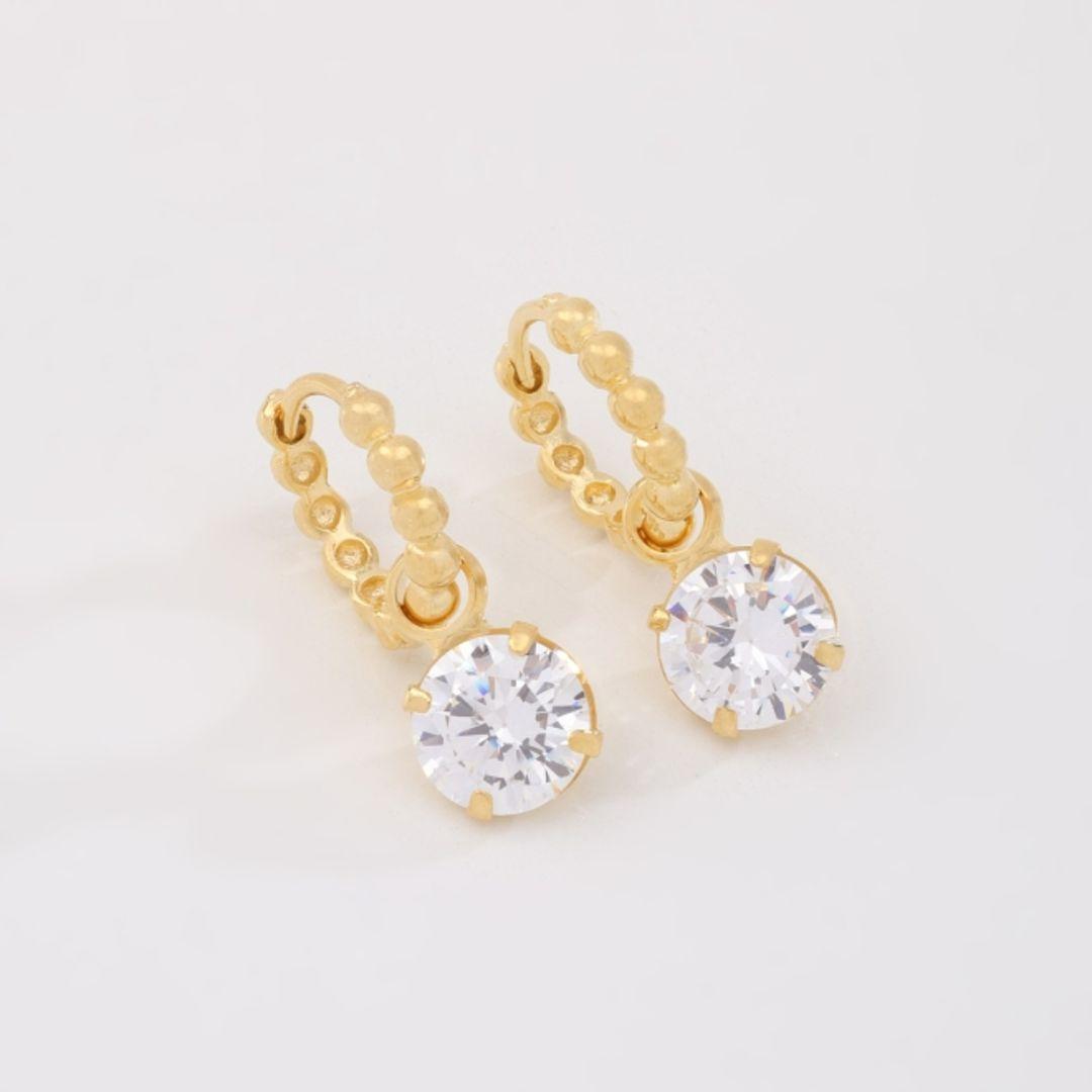 ARGOLINHA BOLINHAS 2 EM 1 COM ZIRCÔNIA REDONDA CRISTAL