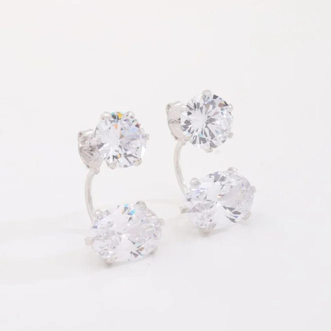 EAR JACKET ZIRCÔNIAS REDONDAS E OVAIS