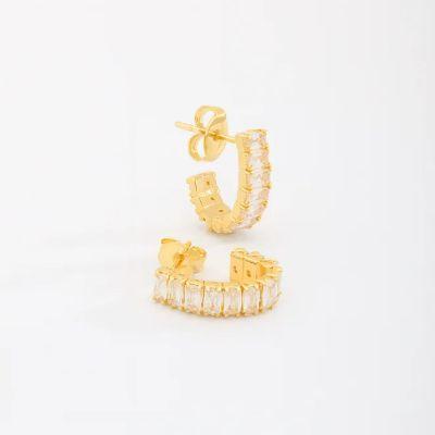 MEIA ARGOLA ZIRCÔNIAS BAGUETE P