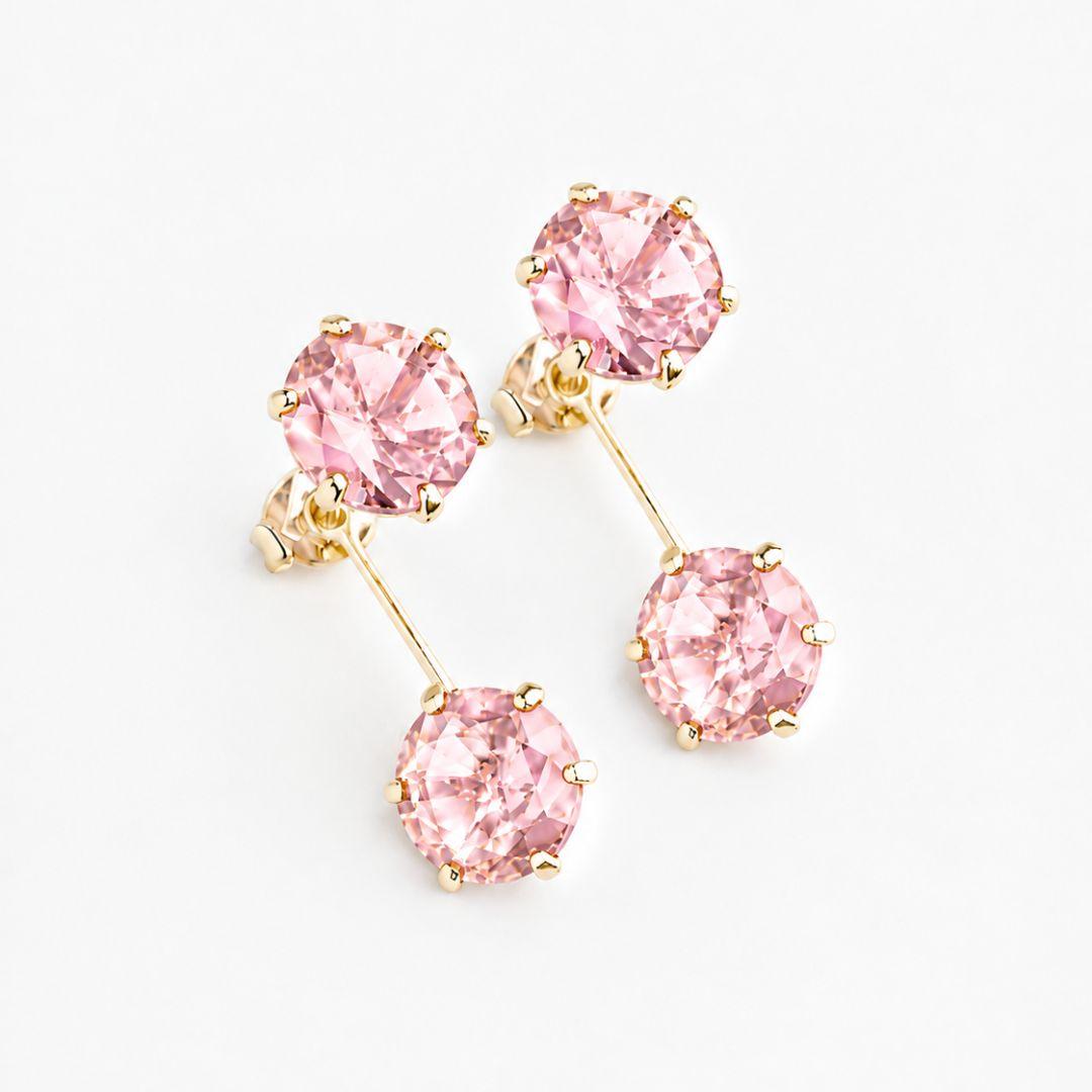 EAR JACKET ZIRCÔNIAS ROSA